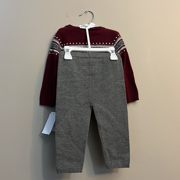 Edgehill Collection Baby Boys Fair Isle Long Sleeve Sweater & Pants Set - Picture 3 of 11